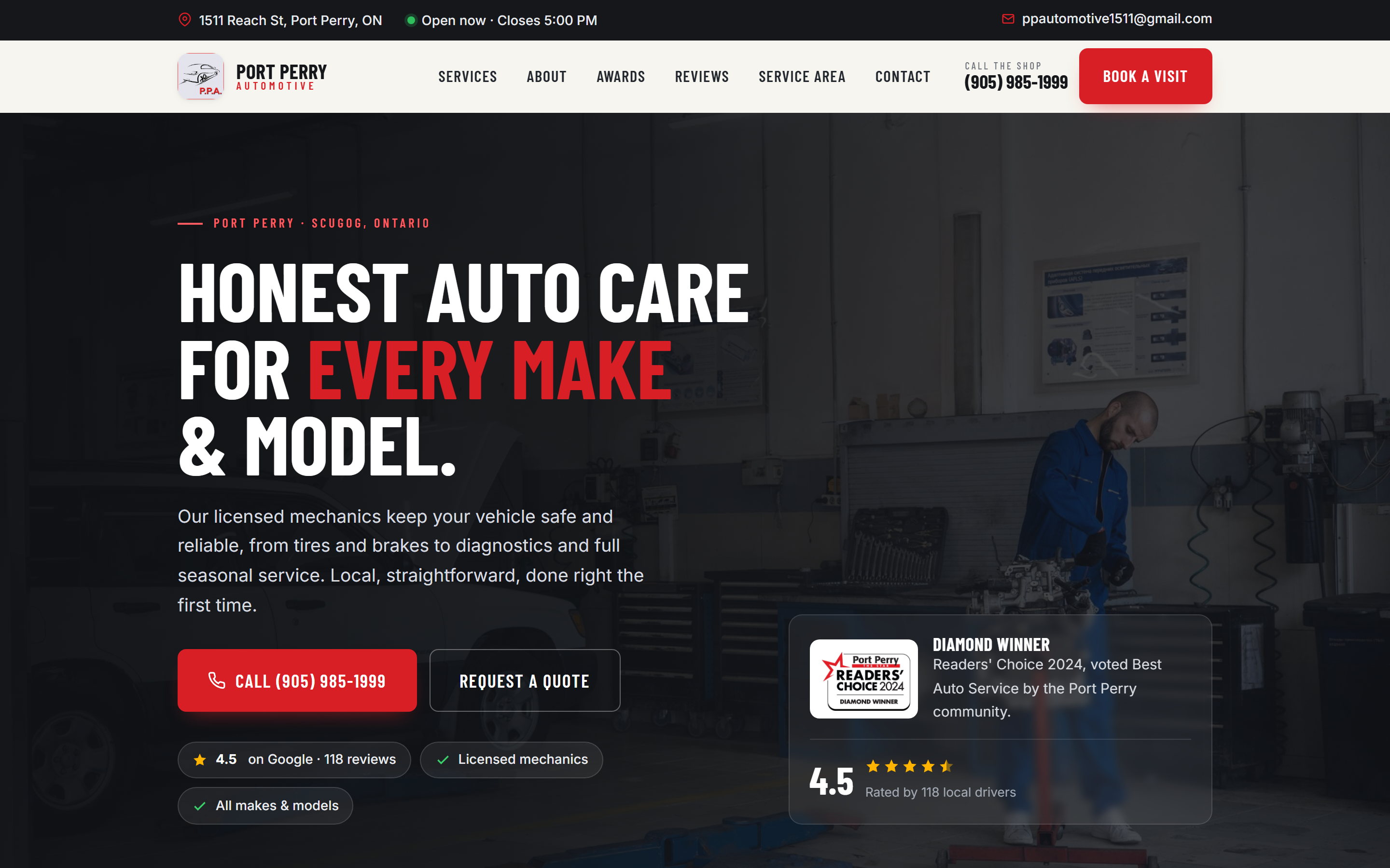 Port Perry Automotive website