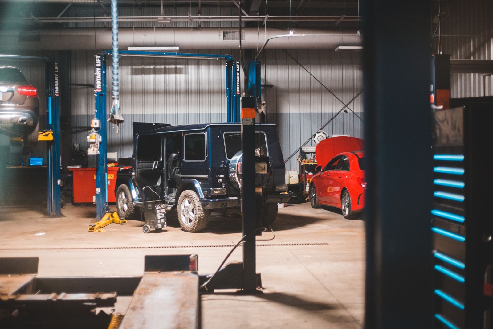 Vehicle raised for a safety inspection