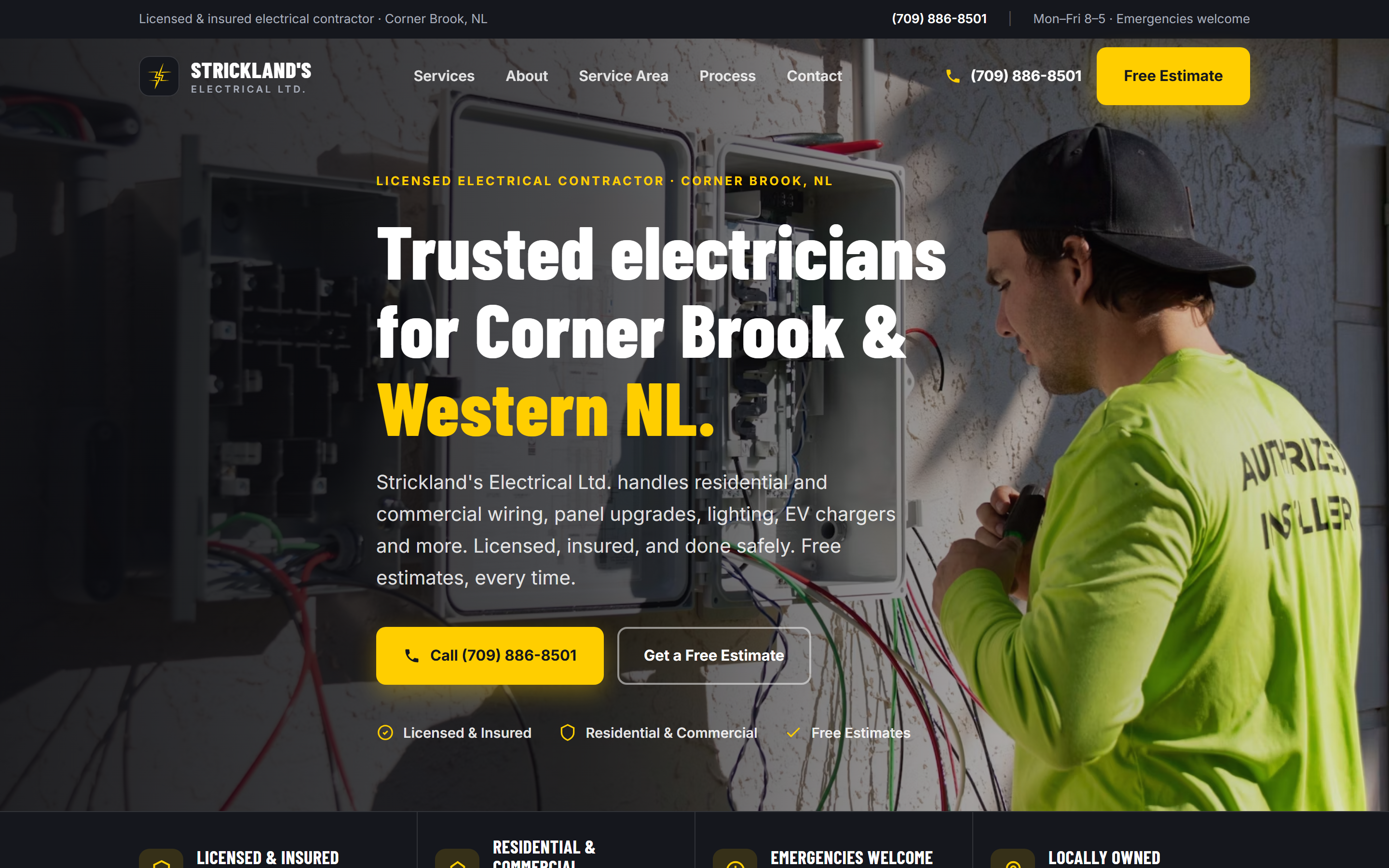 Strickland's Electrical website